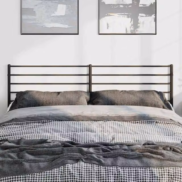 Berkfield Home Modern Matt Black Metal Headboard – 1