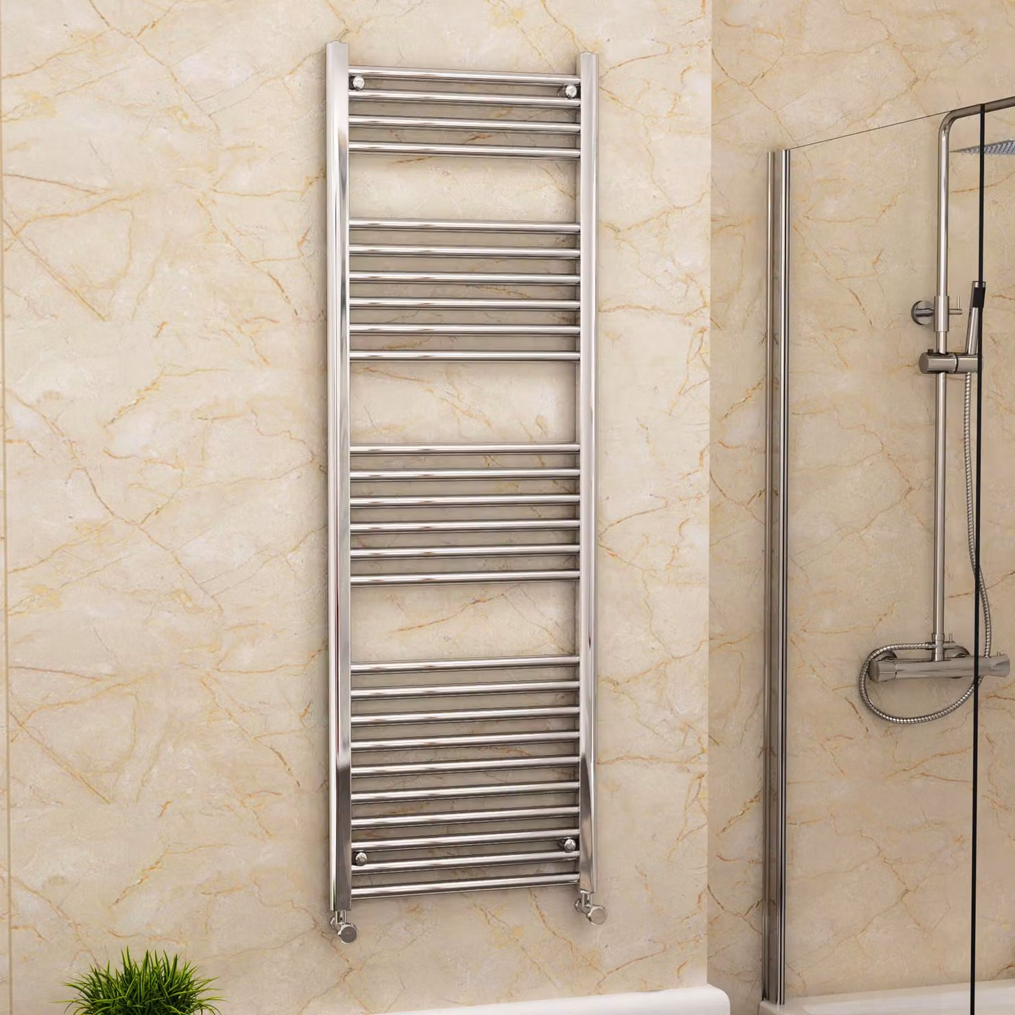 Royal Bathrooms Arno Heated Towel Rail Straight Ladder, Chrome, H: 160 cm, W: 40 cm