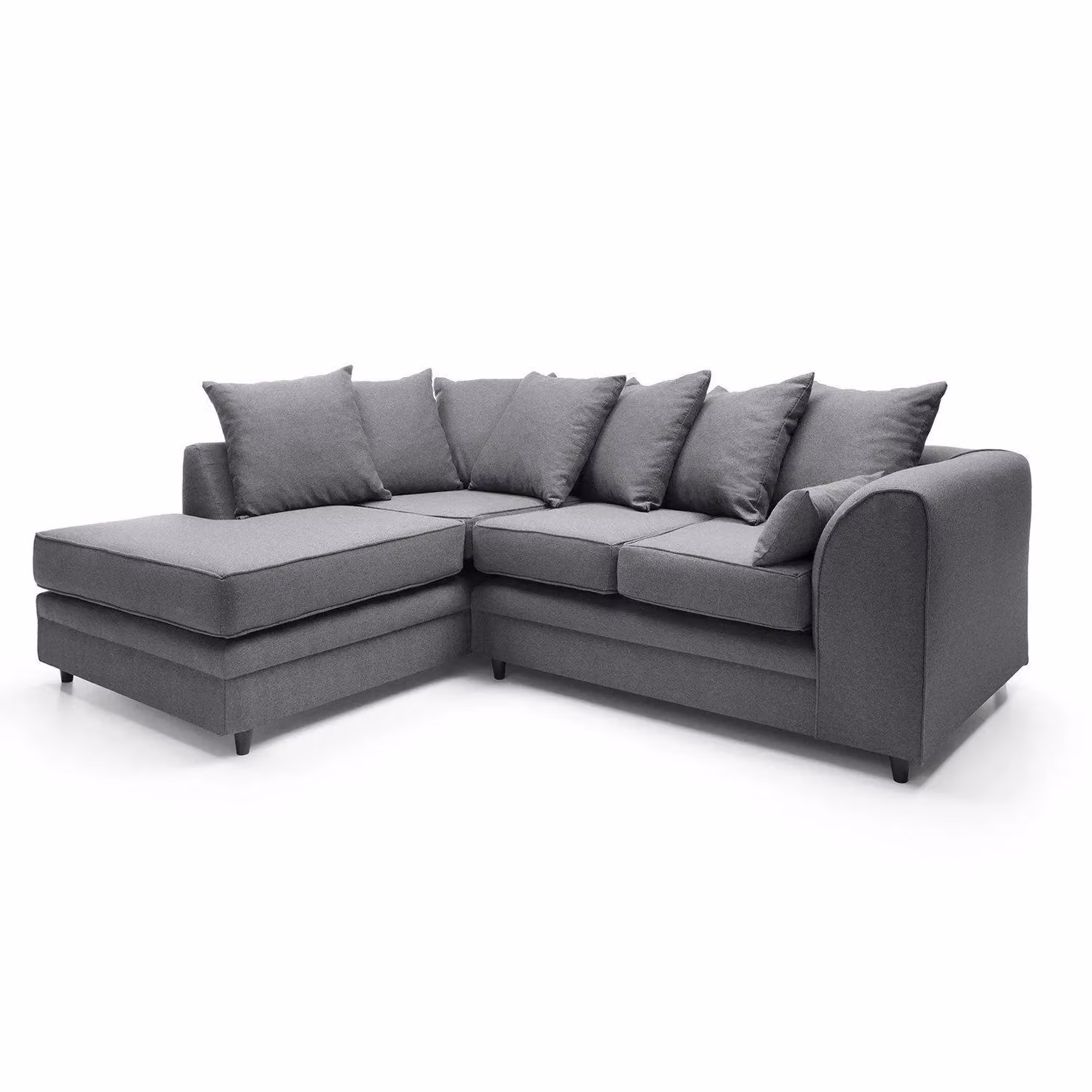 Abakus Direct Darcy 3 Seater L-Shaped Corner Sofa in Dark Grey Fabric, W/D/H: 212 x 164 x 90 cm – 2