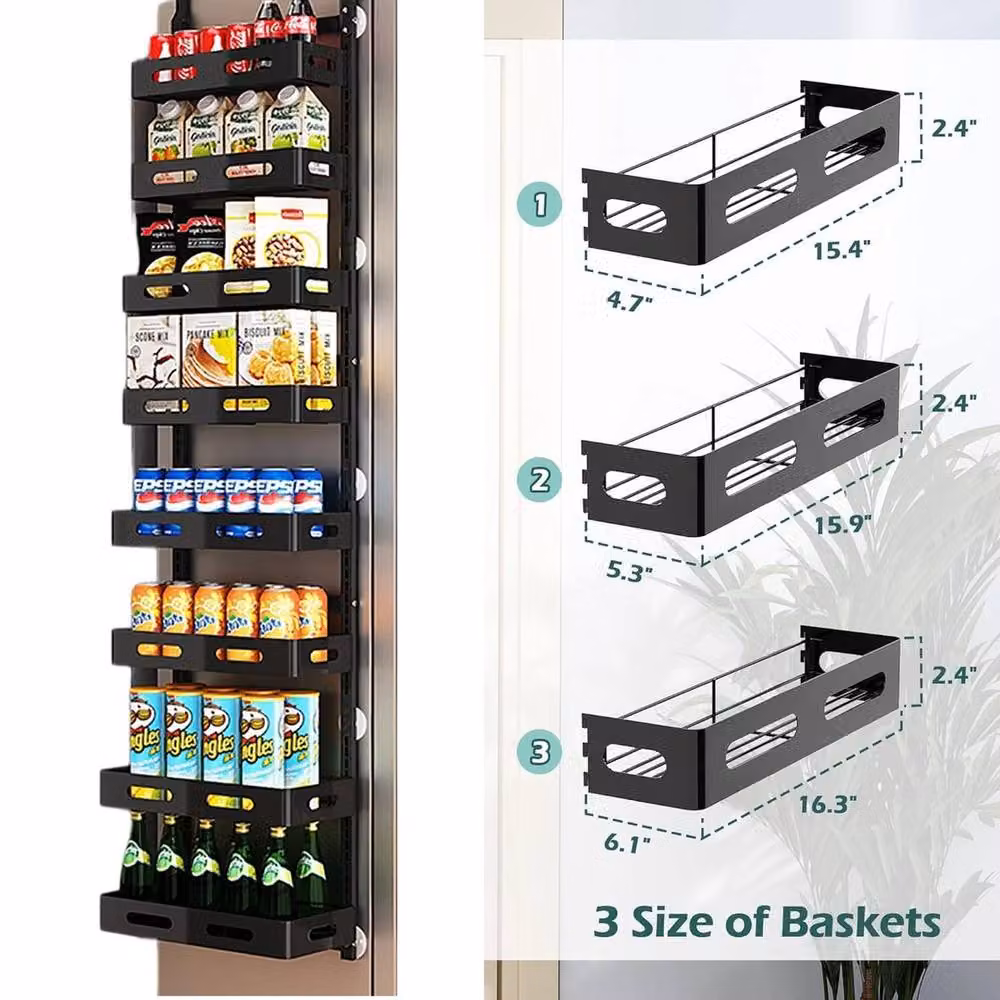 KORVIXA Black Metal Over Door Hanging Kitchen Storage Organiser, Height: 172 cm, Width: 100 cm – 4