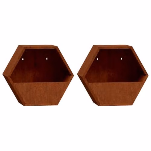vidaXL Set of 2 Rusty Corten Steel Window Box Planters, Brown, W: 46 cm, D: 10 cm, H: 40 cm