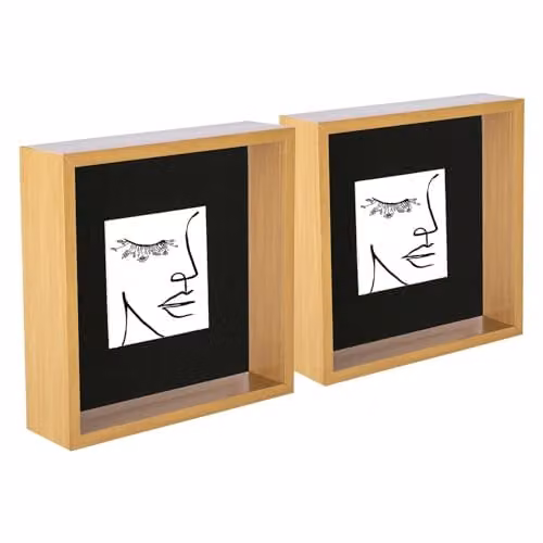 Nicola Spring 3D Deep Box Square Photo Frames, Pack of 2, Black with White Mount, W/D/H: 22.5 x 22.5 x 6 cm – 1