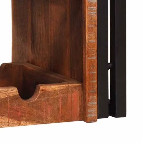 vidaXL Industrial Wall-Mounted Wine Rack in Brown, Solid Wood and Metal, W: 60 cm, D: 33 cm, H: 60 cm – 4