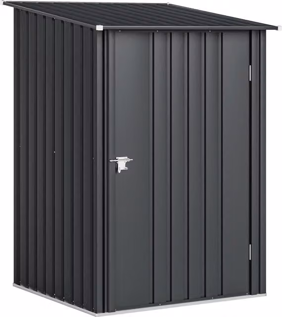 Outsunny Dark Grey Galvanised Steel Lean To Pent Garden Shed with Locking Single Door – 1