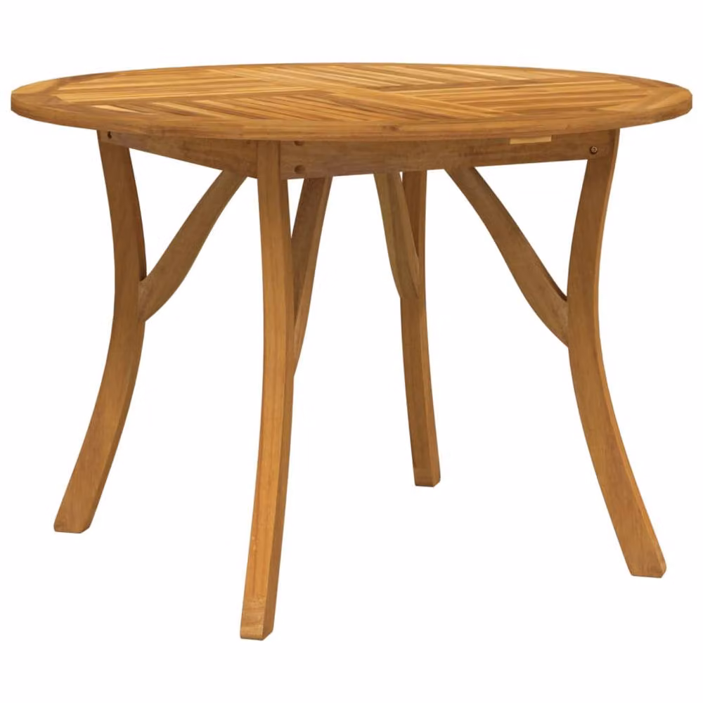 Berkfield Home Brown Acacia Solid Wood Garden Table, Diameter: 110 cm – 2