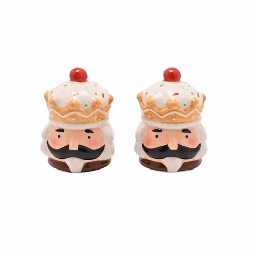 Widdop and Co Santa and Friends Christmas Salt and Pepper Shakers, Multicolour Ceramic Gingerbread Nutcracker Design