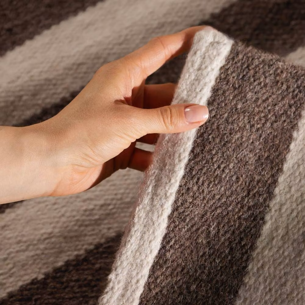 THE RUGS Vika Handwoven Wool Striped Reversible Rug in Brown, W: 80 cm, L: 200 cm – 4