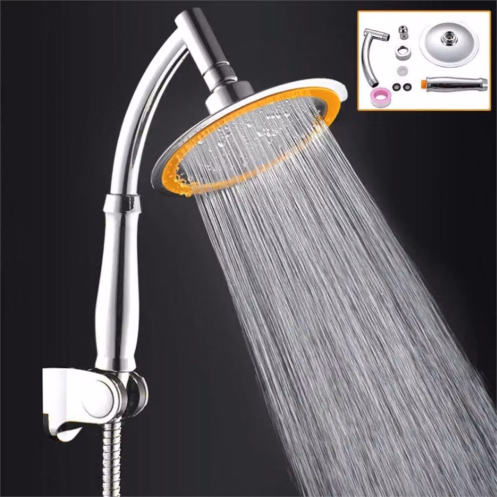 Nordara Turbo Round Overhead Pressure Shower Head in Chrome and Silver with Rain and Massage Settings and Water Saving Technology – 4