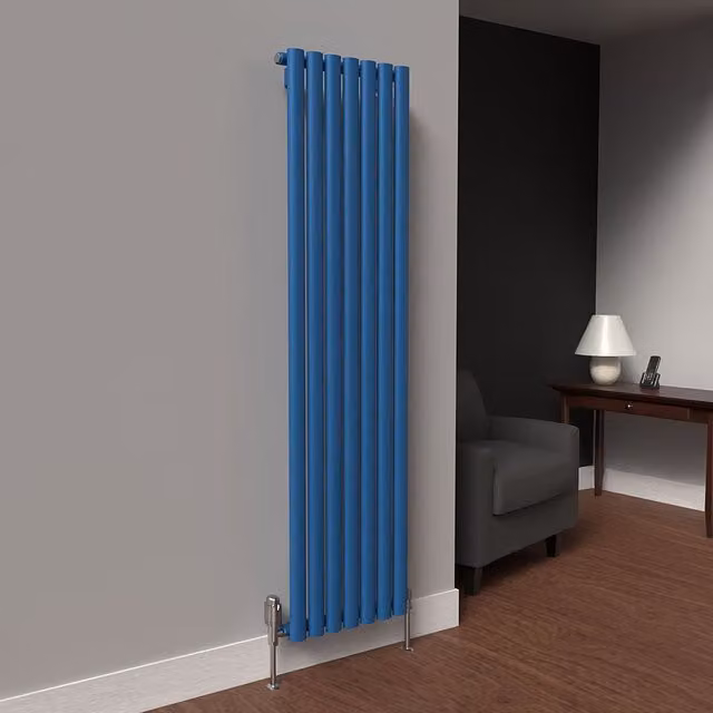 Lux Heat Oval Coloured Vertical Radiator in Galaxy Blue, H: 160 cm, W: 42 cm