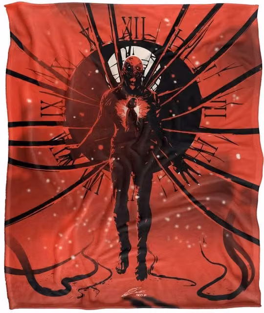 Stranger Things Vecna Clock Poster Super Soft Fluffy Throw Blanket, Multicolour and Red, W: 152 cm, D: 127 cm