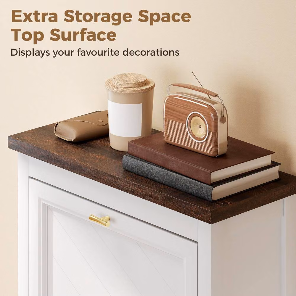 STILVORA White Lacquered Shoe Cabinet with 3 Tilting Compartments – 4