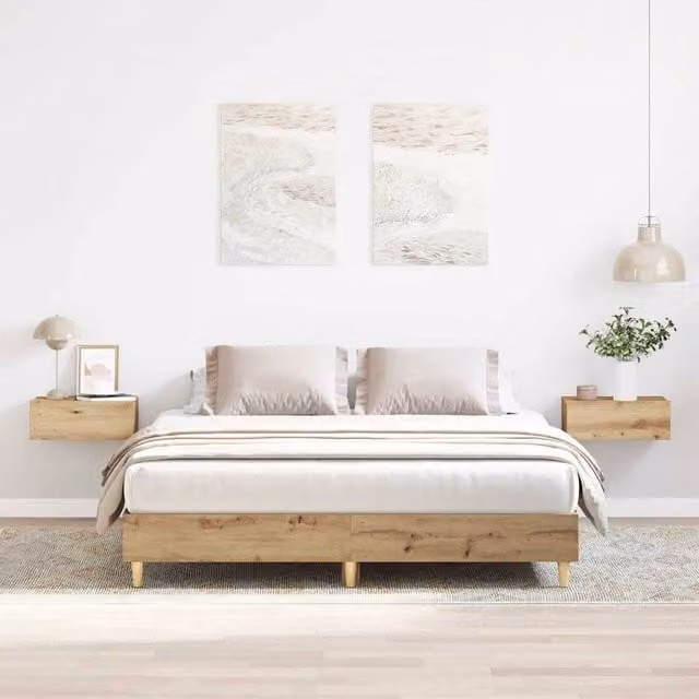 Berkfield Home Artisan Oak King Size Bed Frame in Brown, W/D/H: 150 x 200 cm