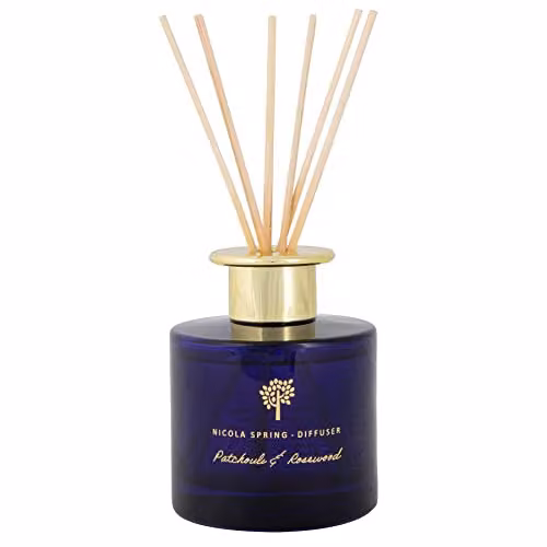 Nicola Spring Patchouli & Rosewood Scented Reed Diffuser, 200ml, Blue