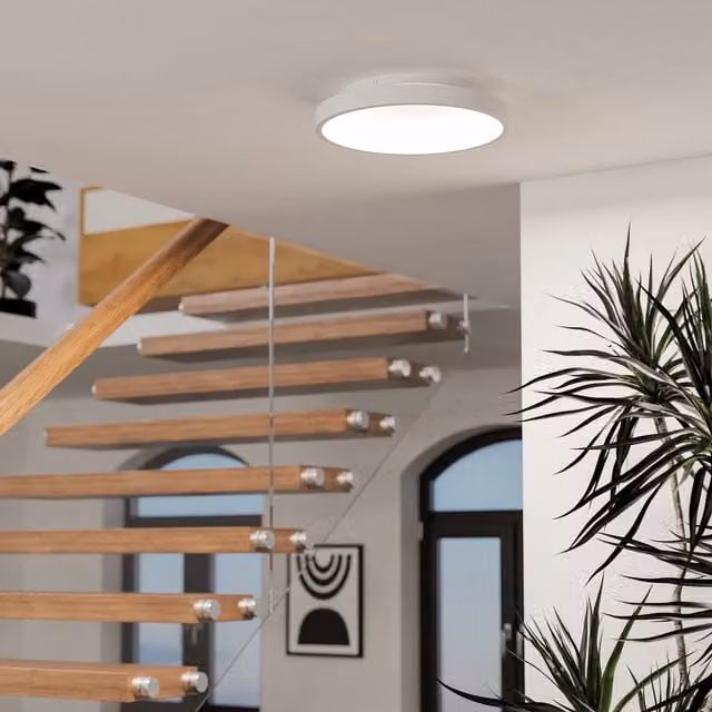 Eglo Loretello-Z Smart Control RGBW LED Modern Round Ceiling Light in White