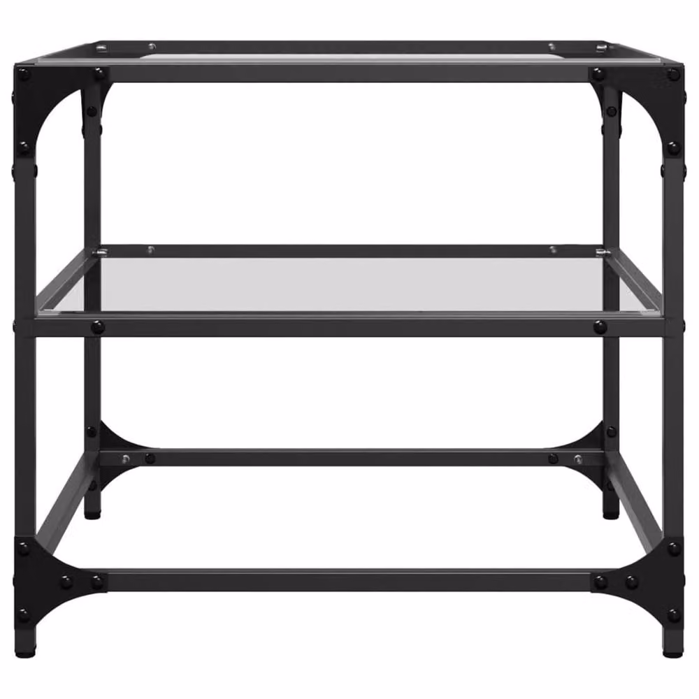 Berkfield Home Set of 2 Square Coffee Tables with Transparent Glass Tops and Steel Frames, W/D/H: 50 x 50 x 45 cm – 4