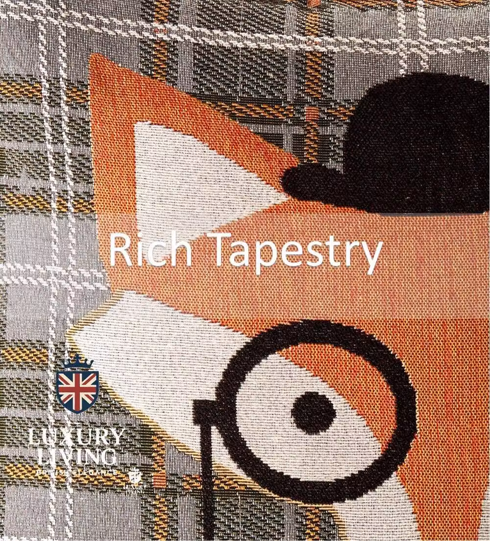 Luxor Living Dapper Fox Tapestry Velvet Cushion Set of 4 in Grey, Brown and Gold, W/D/H: 45 x 45 x 45 cm – 4