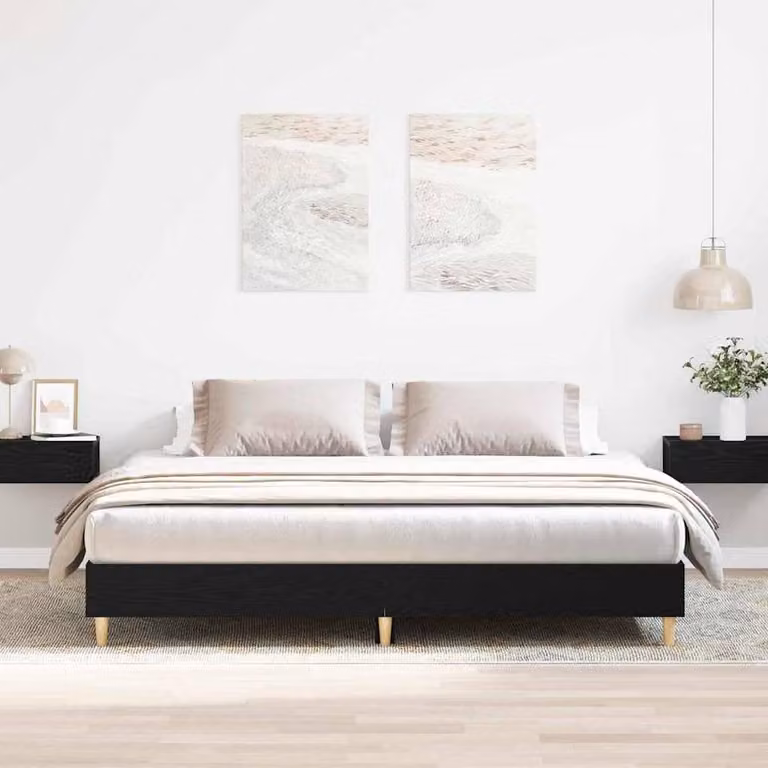 Berkfield Home Modern Bed Frame in Black Oak, Engineered Wood, 200 x 200 cm