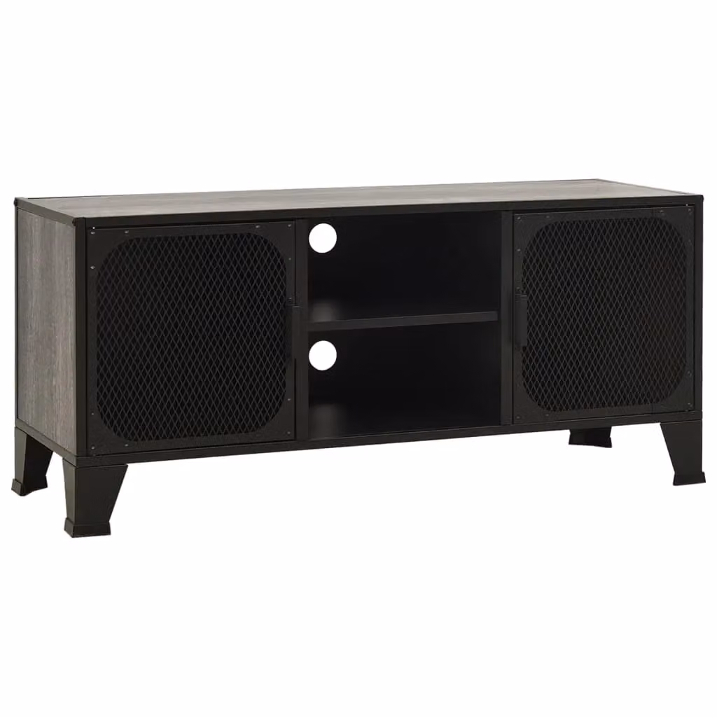 Berkfield Home Grey Industrial TV Cabinet in Metal and MDF, W/D/H: 105 x 36 x 47 cm – 2