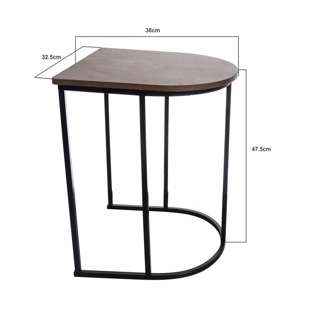 EONLION Nest of 2 Coffee and Side Tables in Black and Brown Woodgrain – 2