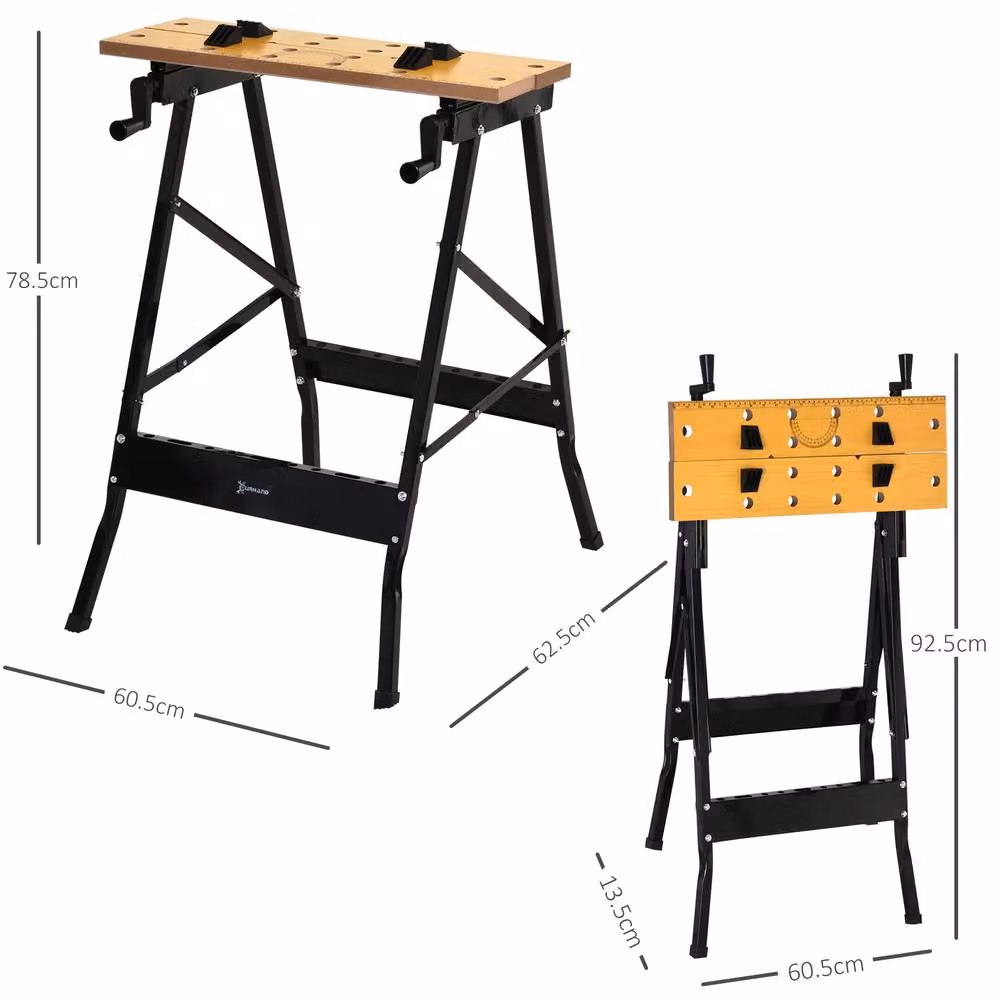 STILVORA 4-in-1 Folding Work Bench with Metal and Wood Frame in Sand – 4