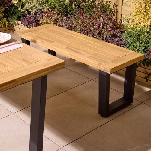 Rowlinsons Stockholm Four Seater Acacia Wood and Metal Dining Set in Natural Brown – 5