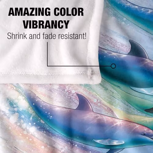 JQ Licensing Royce McClure Dolphin Flow Silky Touch Super Soft Fleece Throw Blanket, White, W/D/H: 152 x 127 cm – 2