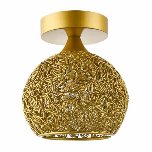 Happy Homewares Modern Gold Ceiling Light Fitting with Metal Shade, W/D/H: 17 x 15 x 15 cm
