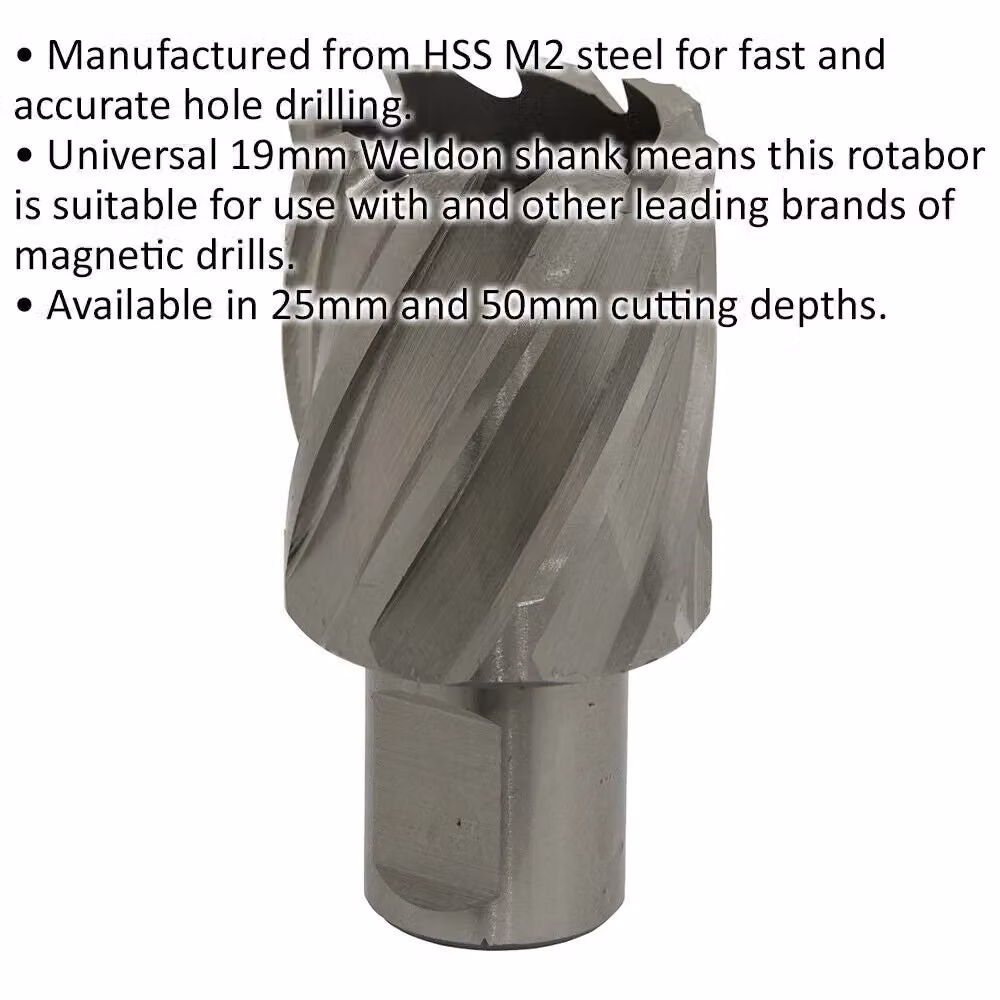 Loops Rotabor M2 Steel Annular Metal Core Drill Cutter, Silver, Depth: 25 mm, Diameter: 33 mm – 2