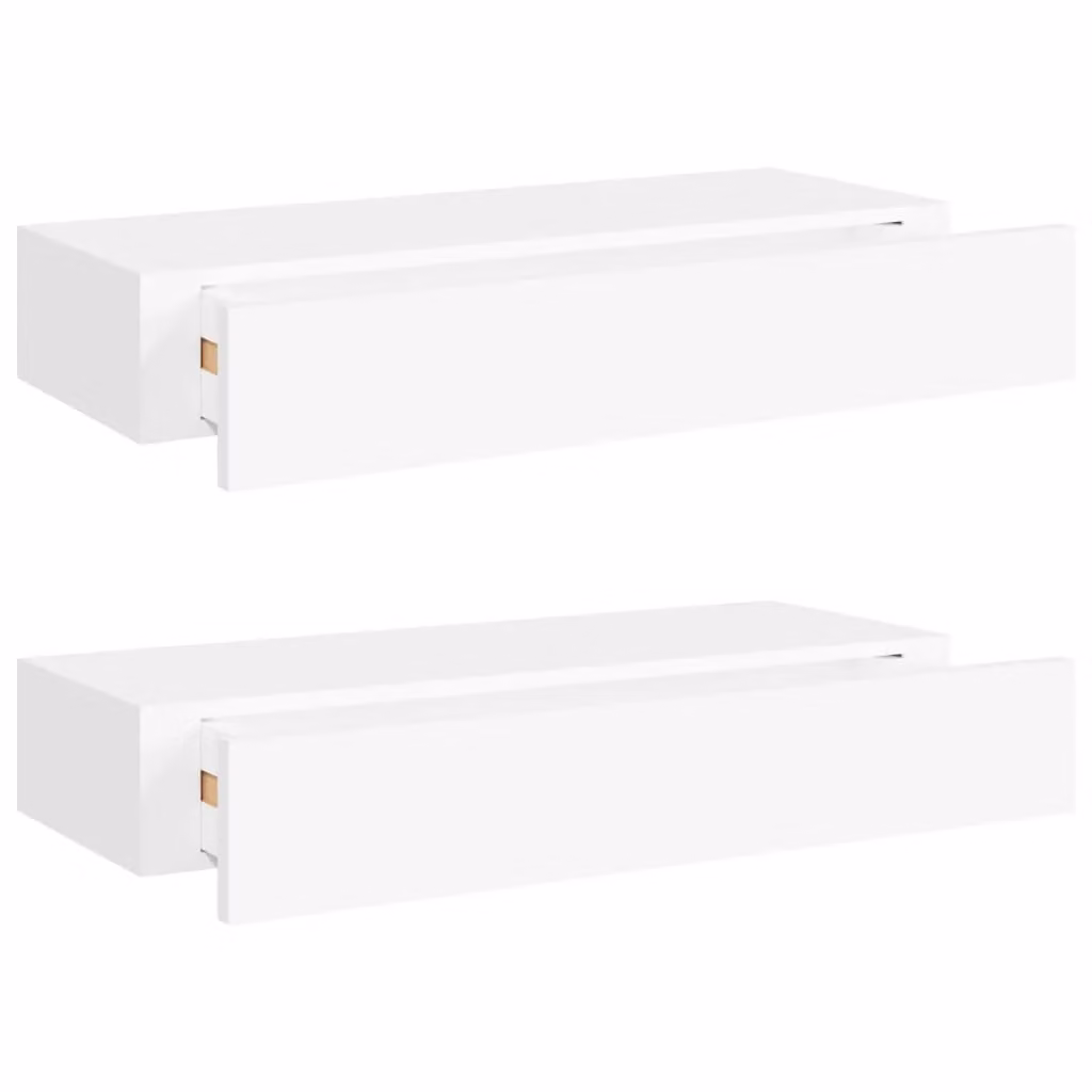 Berkfield Home Wall-mounted Drawer Shelves, 2 Piece Set, White, W/D/H: 60 x 23.5 x 10 cm – 2