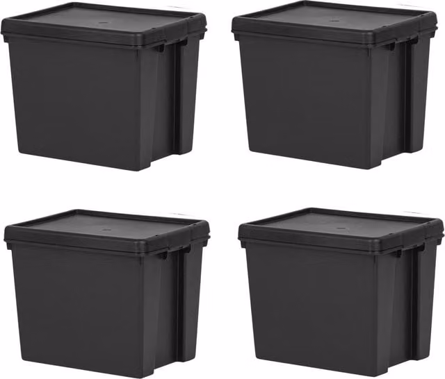 Wham Heavy Duty 24L Storage Box with Lid, Black, W: 38.5 cm, D: 29 cm, H: 31.5 cm