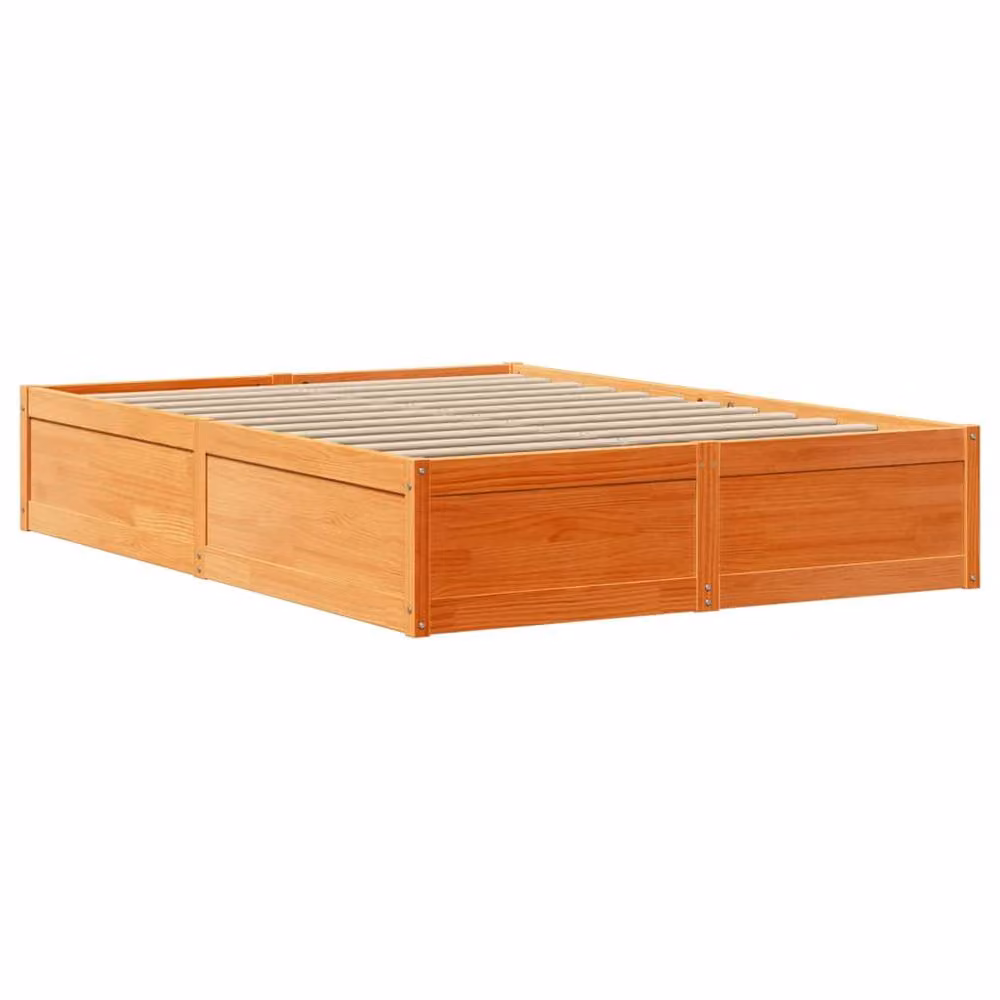 Berkfield Home Beautiful Solid Wood Bed Frame in Wax Brown, W/D/H: 190 x 140 x 110 cm – 3