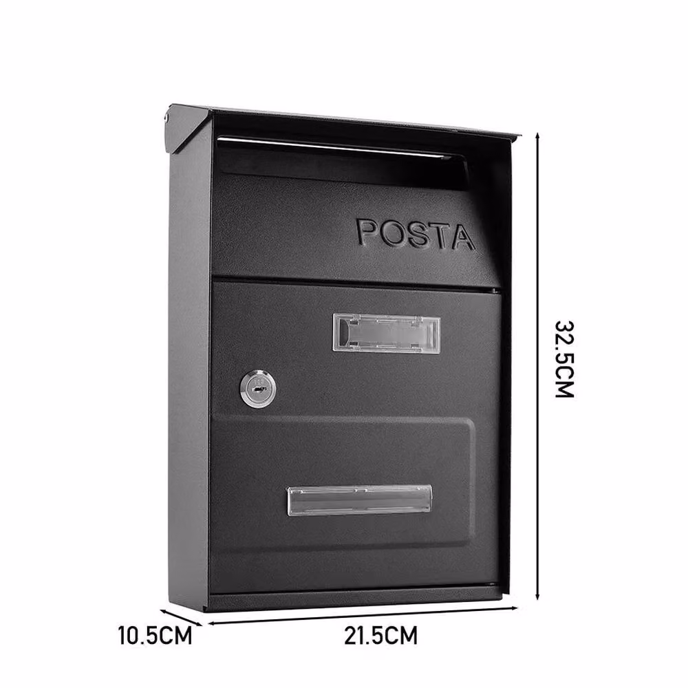 NESTLUNE Lockable Metal Outdoor Letter Post Box, Black, W/D/H: 32.5 x 21.5 cm – 2