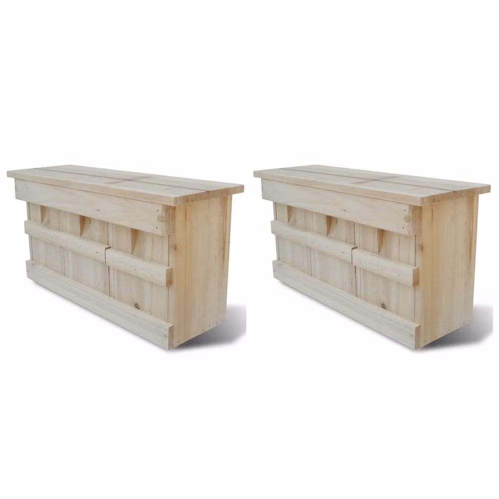 Berkfield Home Set of 2 Rustic Wooden Hanging Sparrow Houses, W/D/H: 44 x 15.5 x 21.5 cm – 2