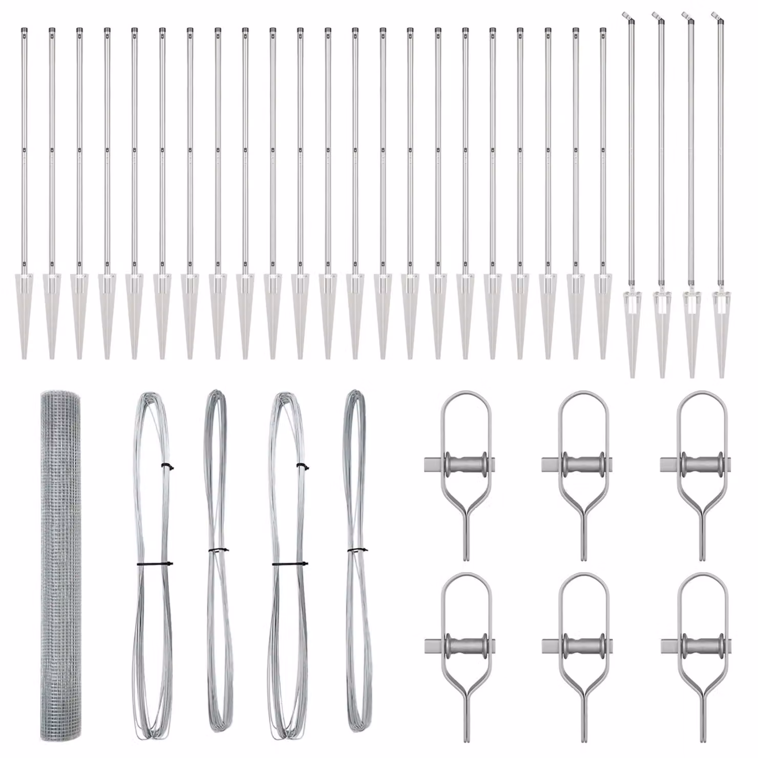 Berkfield Home Welded Wire Fence with 13 Spike Posts, Galvanised Steel, Silver, 1.4 x 50 m – 2