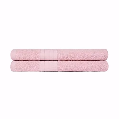 OHS Set of 2 Pink 100% Cotton Terry Bath Sheets, W/D/H: 150 x 90 x 0 cm