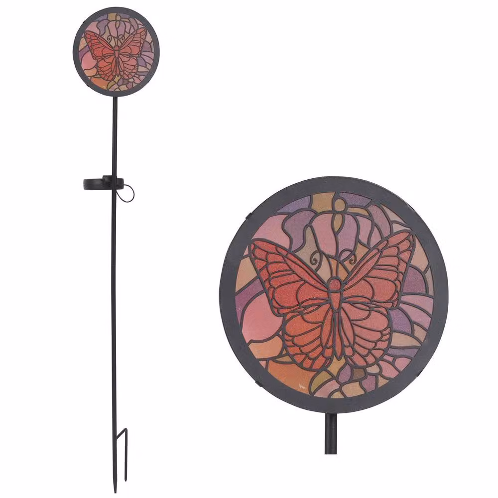 mysmartbuy Butterfly Solar Garden Stake Light, Multicolour Hand-Painted Stained Glass Effect, Height: 89 cm – 2
