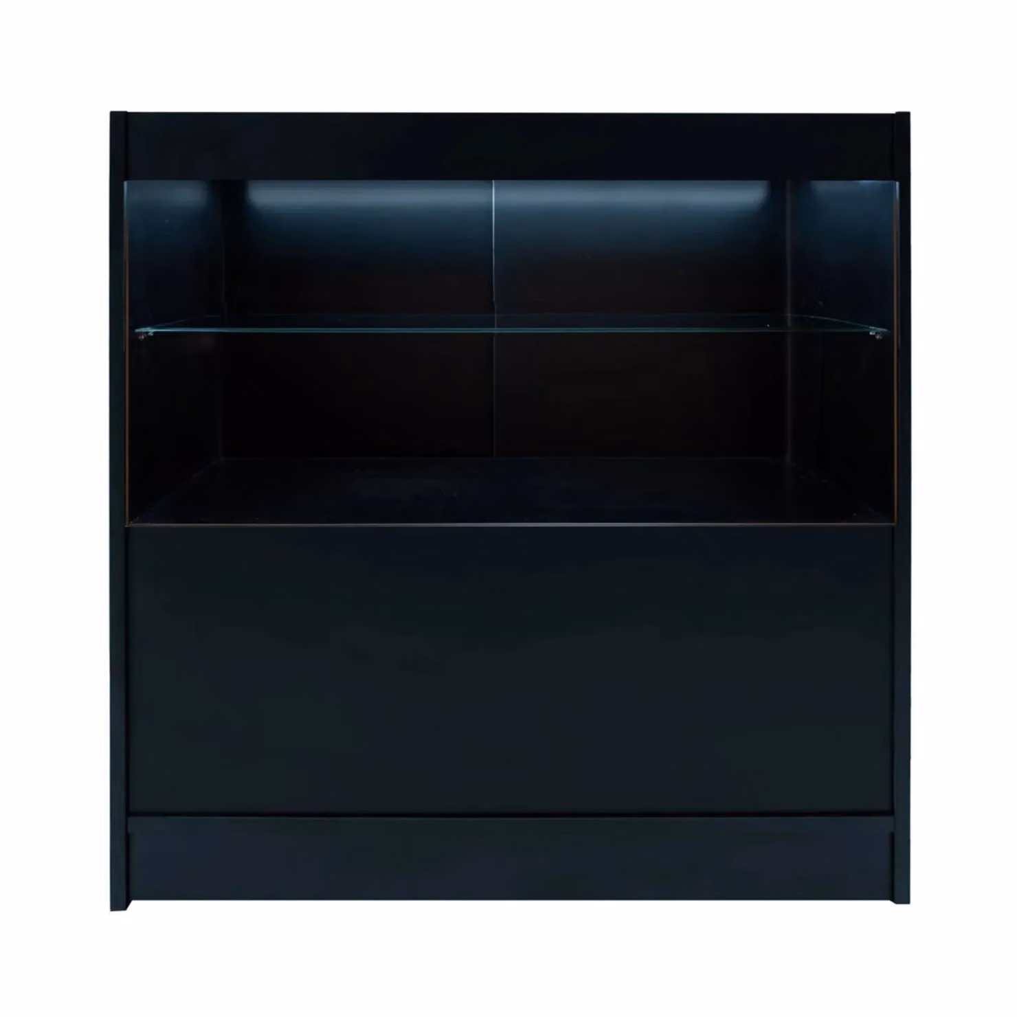 Monstershop C900 LED Retail Shop Counter in Black with Glass Sliding Doors and Integrated Lighting – 3