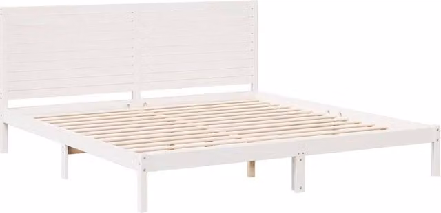 Berkfield Home Decorative Extra Long Solid Wood Bed Frame in White W/D/H: 180 x 100 x 185.5 cm
