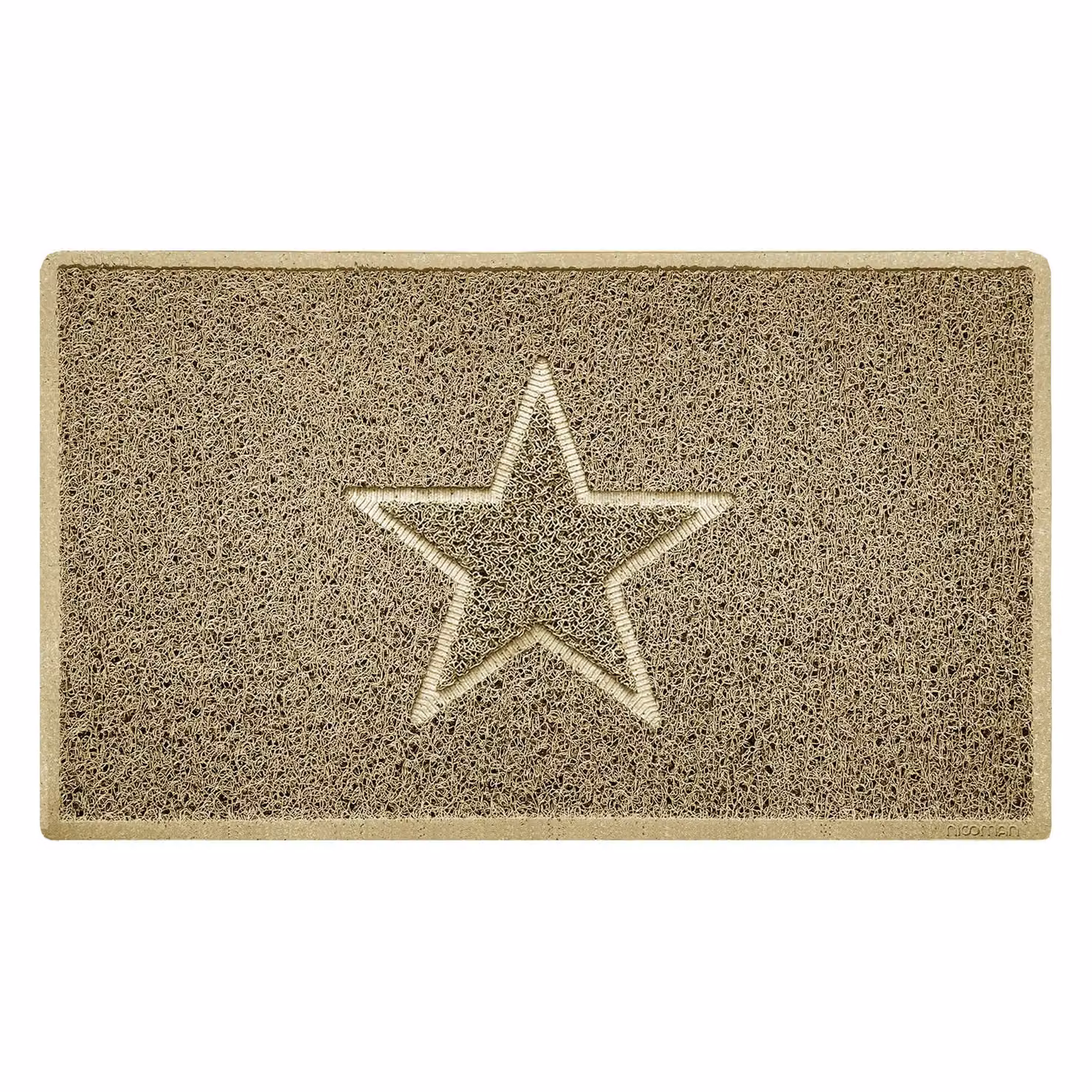 Nicoman Beige Star Embossed PVC Spaghetti Door Mat, W: 60 cm, D: 40 cm – 2