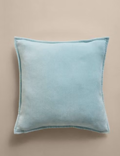 M&S Pure Cotton Velvet Square Cushion Cover in Blue Turquoise