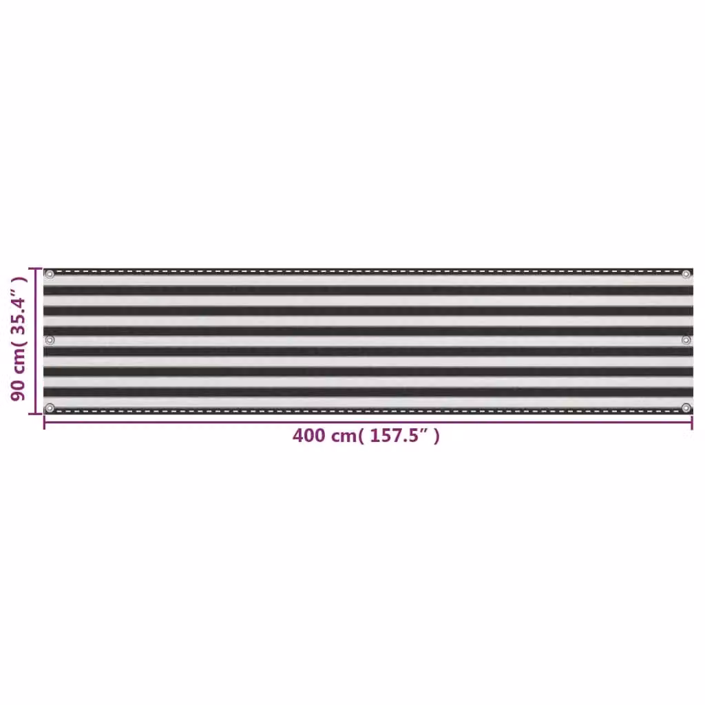 Berkfield Home HDPE Balcony Screen in Anthracite, White and Black, W/H: 90 x 400 cm – 4