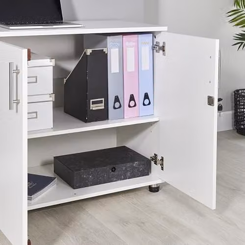 MMT Furniture Designs Ltd Lockable White Wooden Storage Cabinet with Adjustable Internal Shelves, W/D/H: 80 x 45 x 75 cm – 3