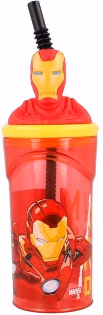 Stor Avengers Iron Man 3D Figurine Tumbler, Red, 360ml