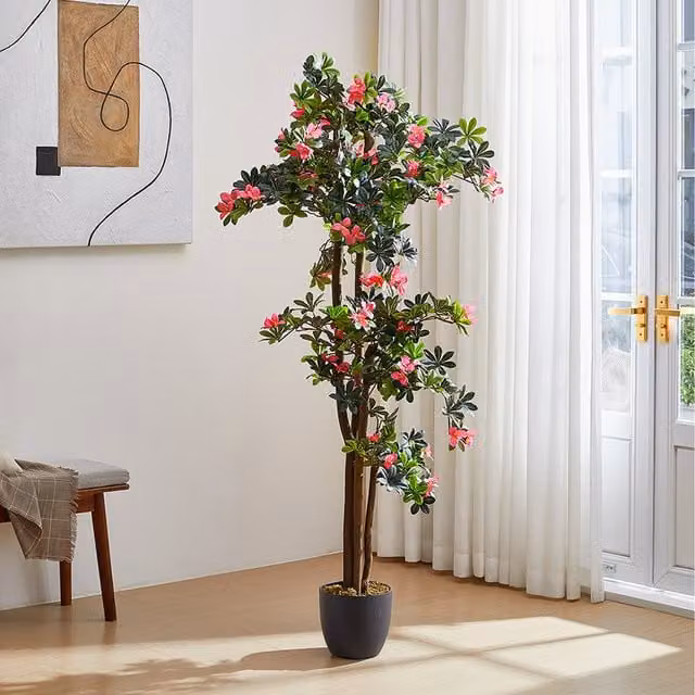 Lifeideas Pink and Green Decorative Artificial Tabletop Bougainvillea Tree