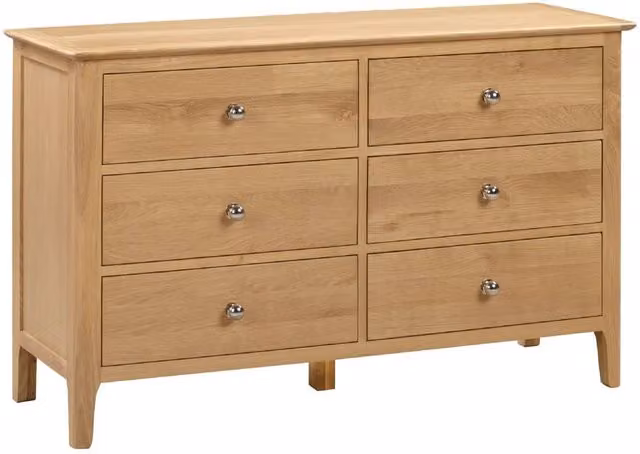 Cheshire Oakmere 6 Drawer Wide Chest in Brown Oak