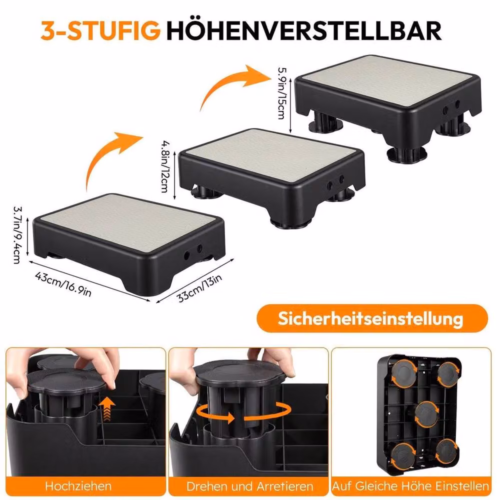 NESTLUNE Adjustable Noctilucent Step Stool for Adults and Seniors in Black and Multicolour – 4