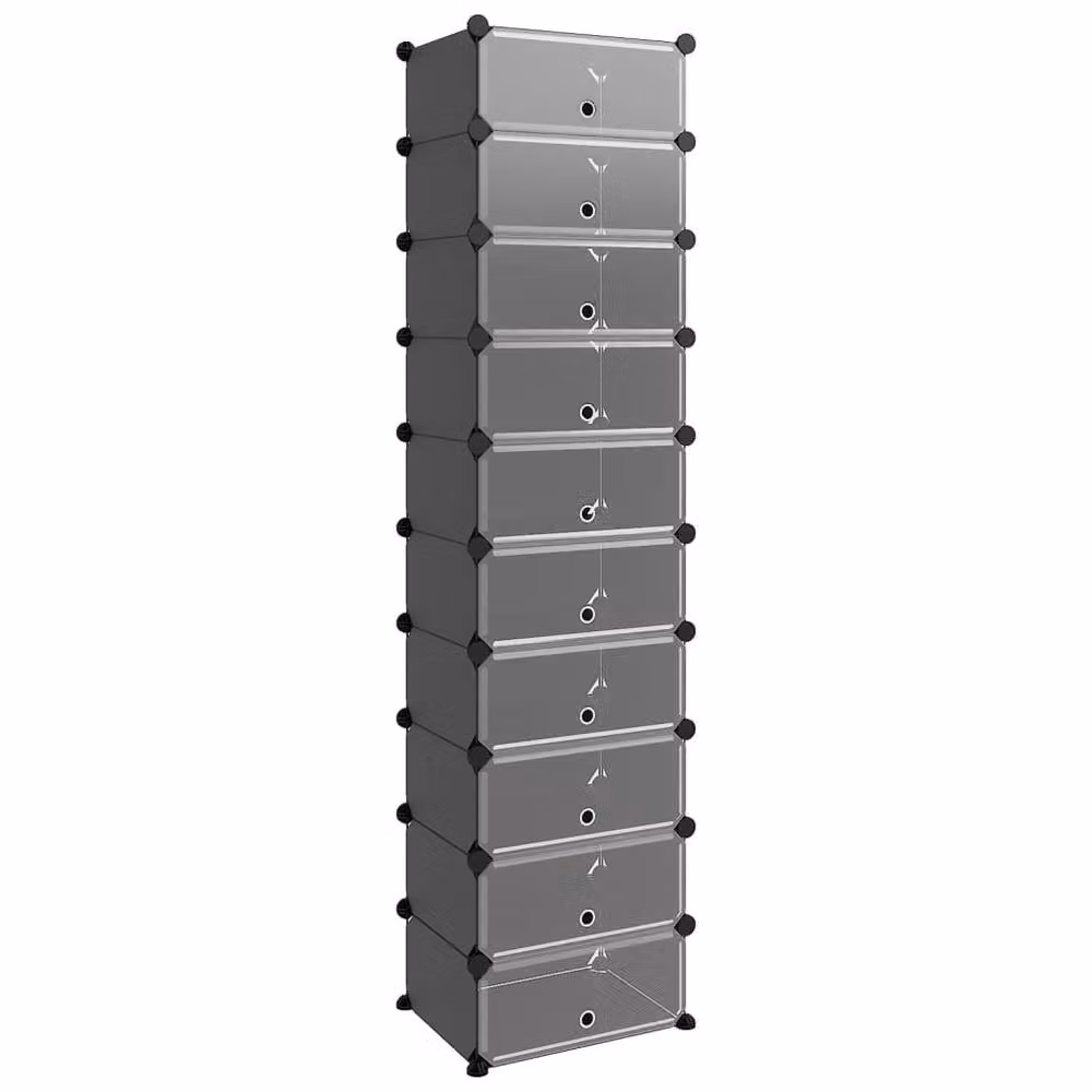 Berkfield Home Black Modern Freestanding Shoe Rack with Roll Shutter Doors, W/D/H: 44 x 32 x 174 cm – 3