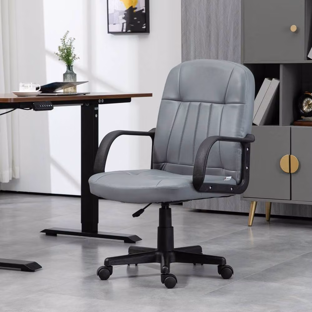 STILVORA Grey Faux Leather Swivel Office Task Chair – 2