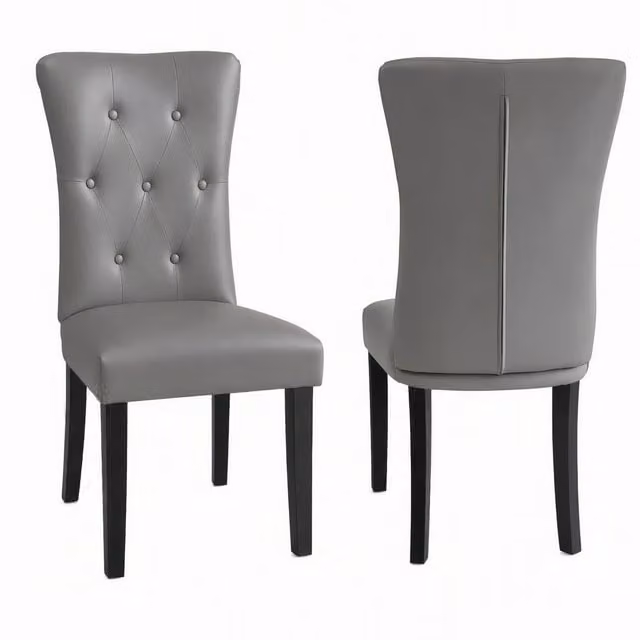 Alivio Modern Faux Leather Dining Chair in Grey with Rubberwood Legs