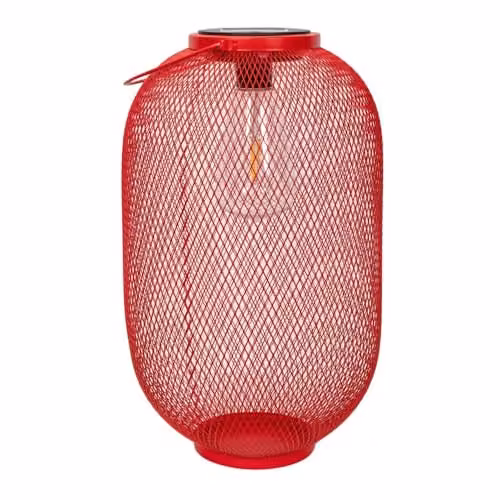 ValueLights Red Metal Mesh Solar Powered Outdoor Garden Lantern Light – 1